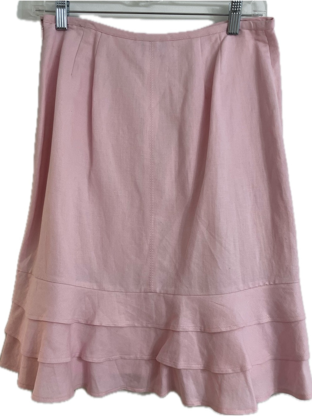 LOFT Light Pink Tiered A-Line Skirt